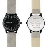 Personalised Mens Matte Black Watch with Grey Strap and Presentation Box: 6 - Watches By Gift Moments