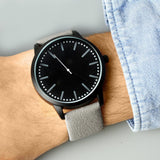 Personalised Mens Matte Black Watch with Grey Strap and Presentation Box: 5 - Watches By Gift Moments