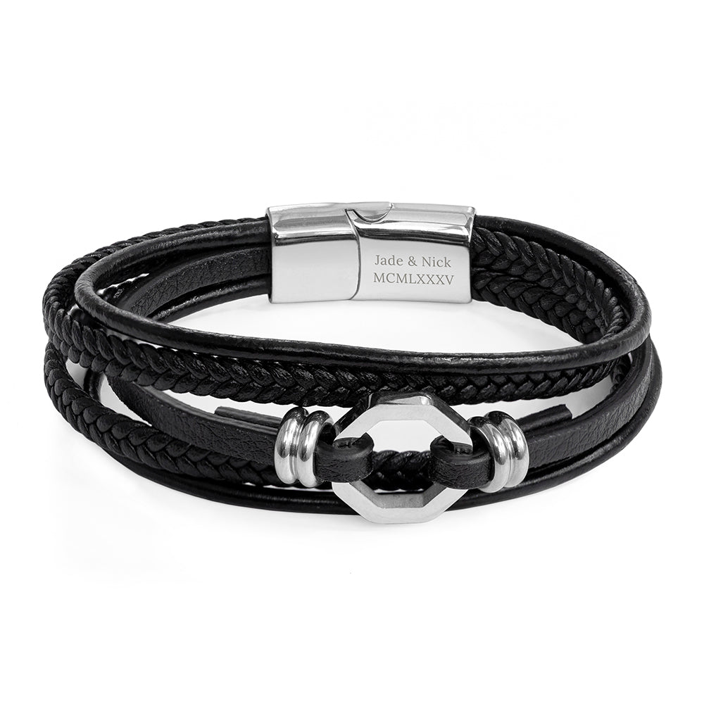 Personalised Men’s Mayfair Leather Bracelets: 10 - Bracelets By Gift Moments