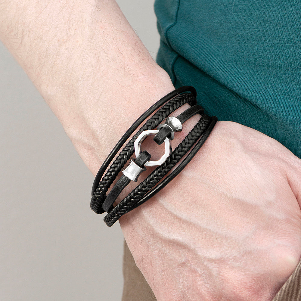 Personalised Men’s Mayfair Leather Bracelet: 4 - Bracelets By Gift Moments
