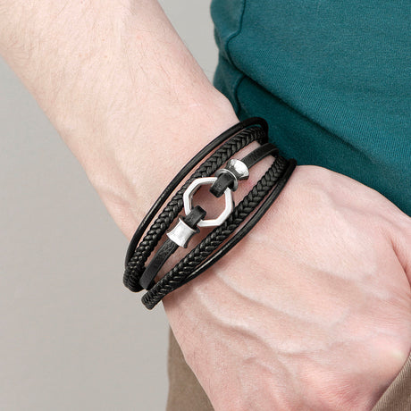 Personalised Men’s Mayfair Leather Bracelet: 4 - Bracelets By Gift Moments