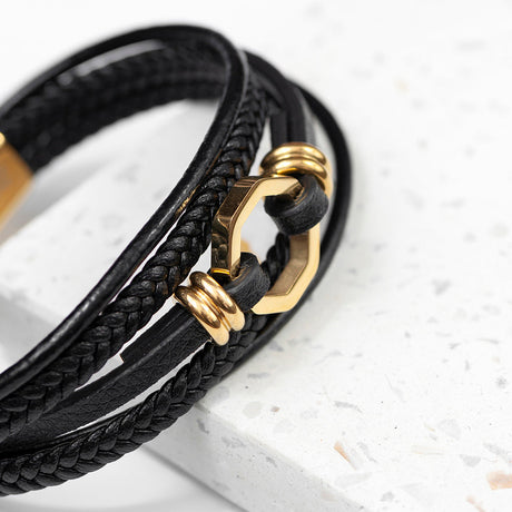 Personalised Men’s Mayfair Leather Bracelet: 7 - Bracelets By Gift Moments