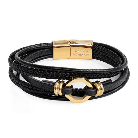 Personalised Men’s Mayfair Leather Bracelet: 9 - Bracelets By Gift Moments