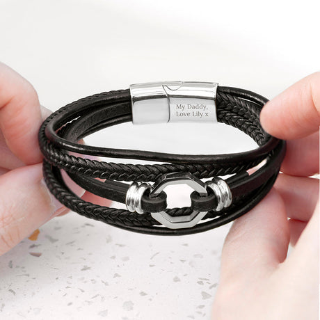 Personalised Men’s Mayfair Leather Bracelet: 6 - Bracelets By Gift Moments