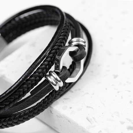Personalised Men’s Mayfair Leather Bracelet: 8 - Bracelets By Gift Moments