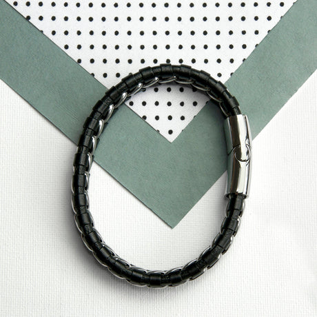 Personalised Men’s Metal Detailed Leather Bracelet: 3 - Bracelets By Gift Moments