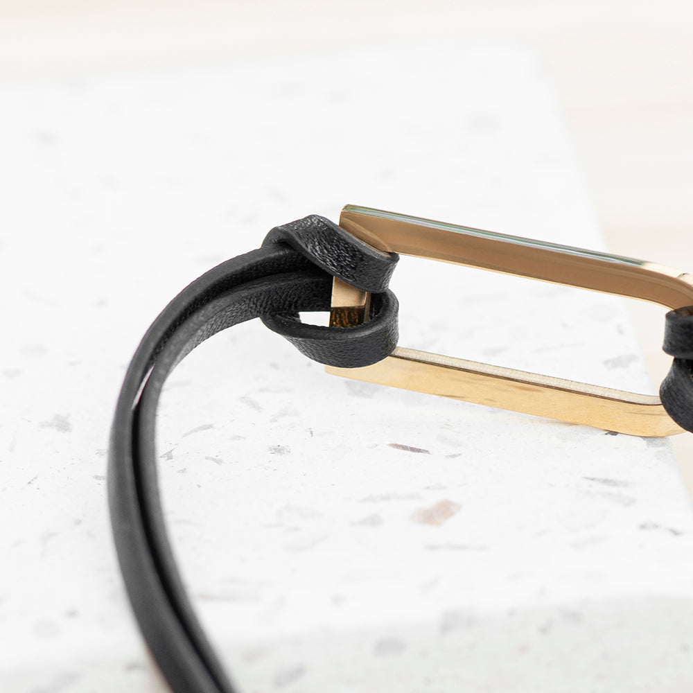 Personalised Men’s Shoreditch Gold Bar Leather Bracelets: 8 - Bracelets By Gift Moments