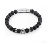 Personalised Men’s Silver Lion Black Beaded Bracelet: 6 - Bracelets By Gift Moments