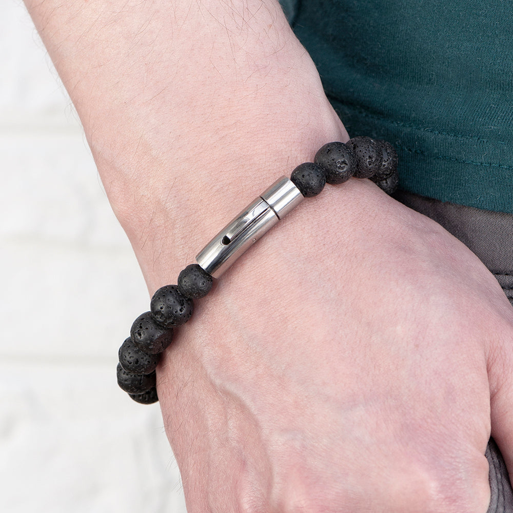 Personalised Men’s Silver Skull Beaded Bracelet: 5 - Bracelets By Gift Moments