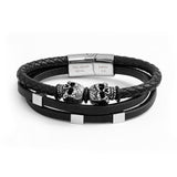 Personalised Men’s Skulls Leather Rope Bracelet: 5 - Bracelets By Gift Moments