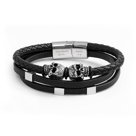 Personalised Men’s Skulls Leather Rope Bracelet: 5 - Bracelets By Gift Moments