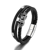 Personalised Men’s Skulls Leather Rope Bracelet: 3 - Bracelets By Gift Moments