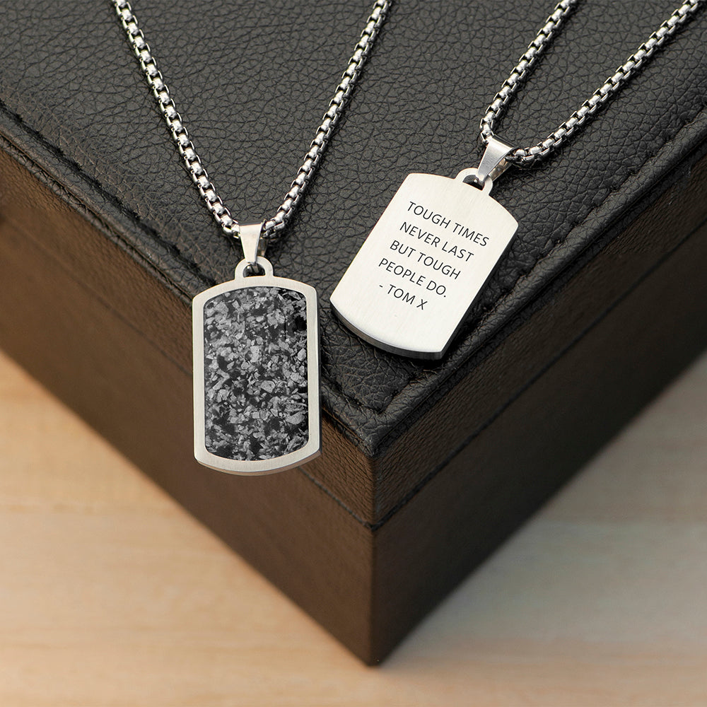 Personalised Men’s Snowflake Obsidian Dog Tag Necklace: 1 - Necklaces By Gift Moments