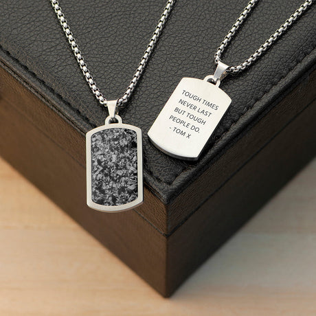 Personalised Men’s Snowflake Obsidian Dog Tag Necklace: 1 - Necklaces By Gift Moments