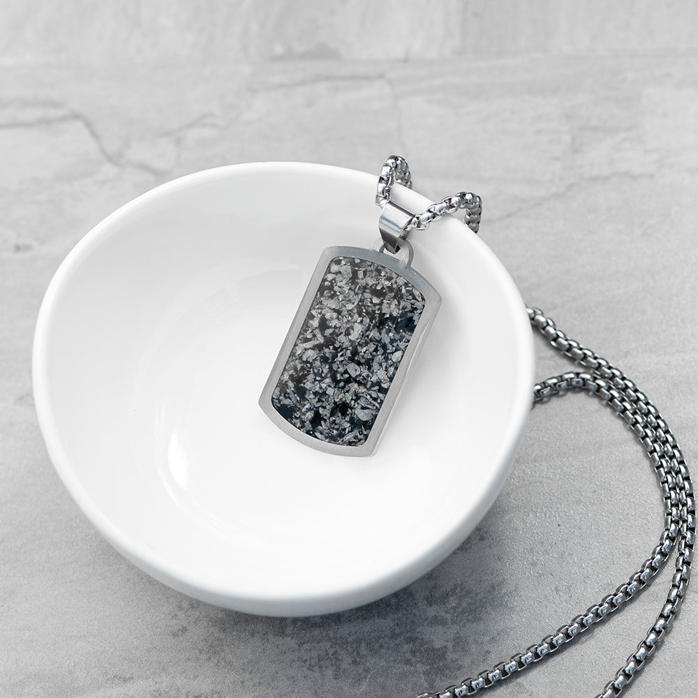 Personalised Men’s Snowflake Obsidian Dog Tag Necklace: 4 - Necklaces By Gift Moments