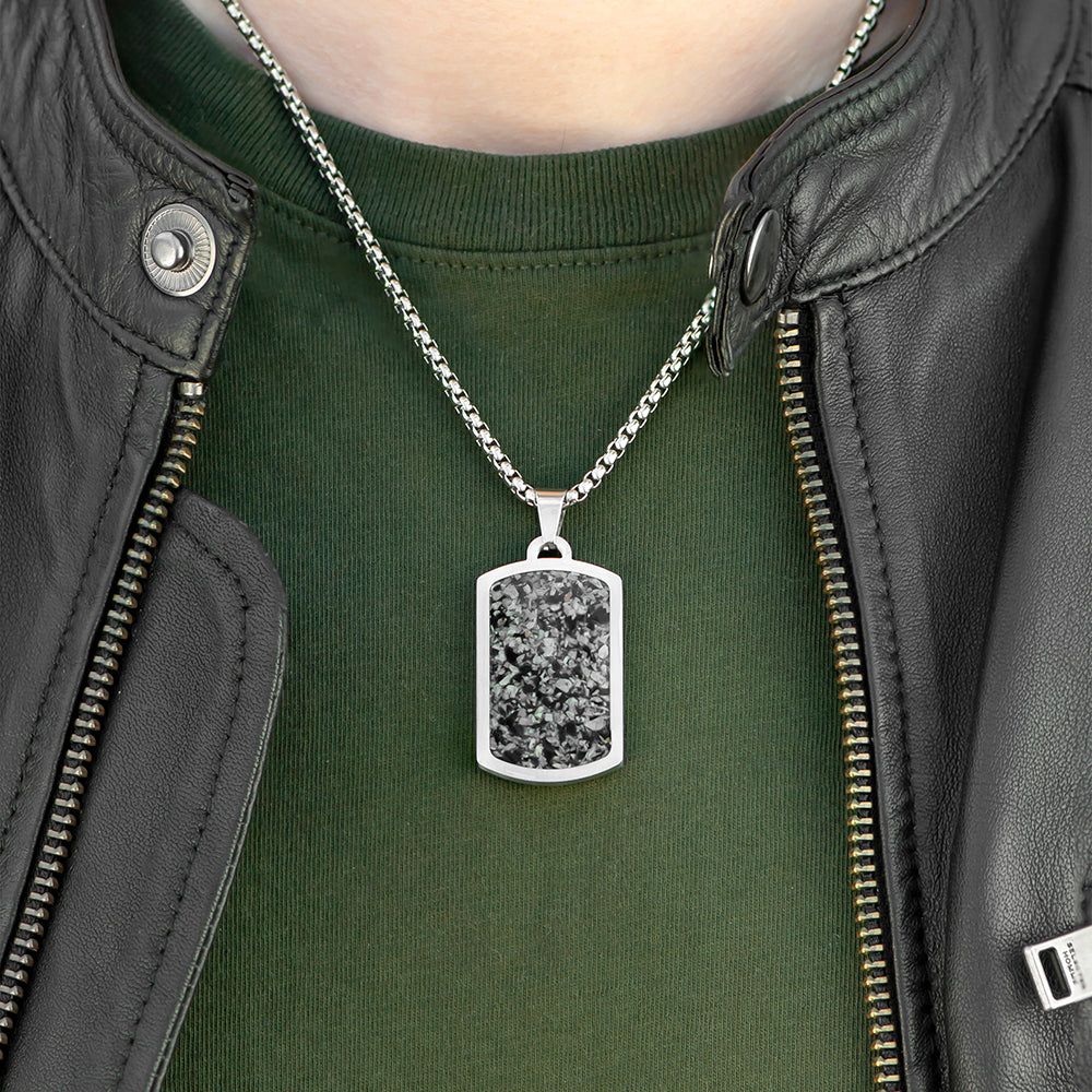 Personalised Men’s Snowflake Obsidian Dog Tag Necklace: 2 - Necklaces By Gift Moments