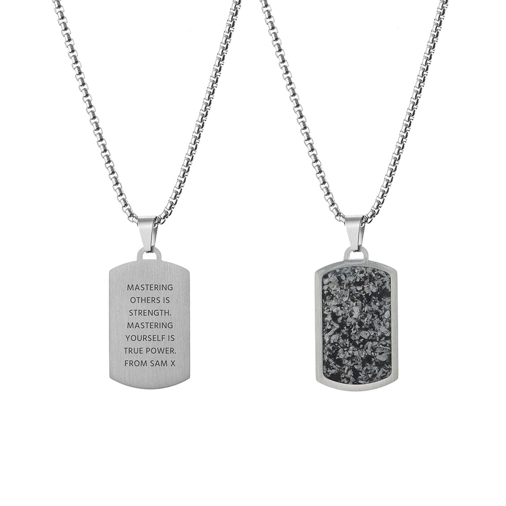 Personalised Men’s Snowflake Obsidian Dog Tag Necklace: 6 - Necklaces By Gift Moments