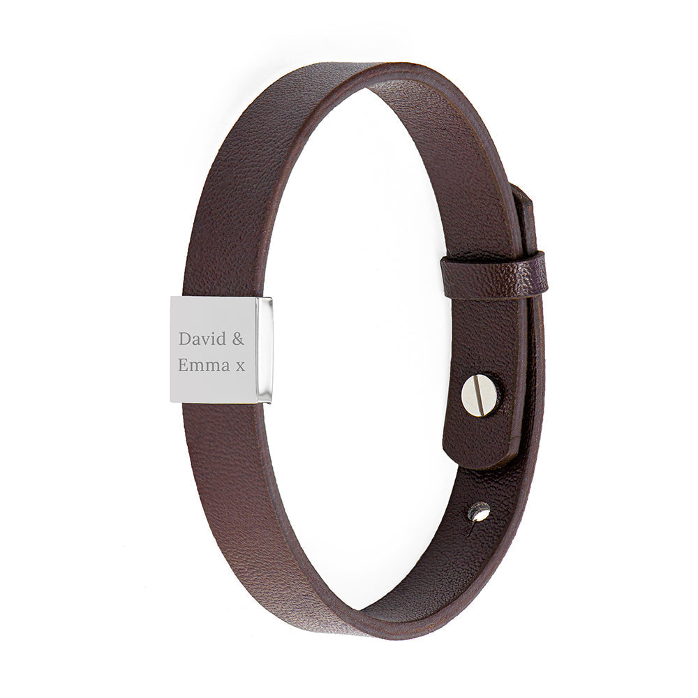 Personalised Men’s Soho Tag Message Leather Bracelets: 8 - Bracelets By Gift Moments