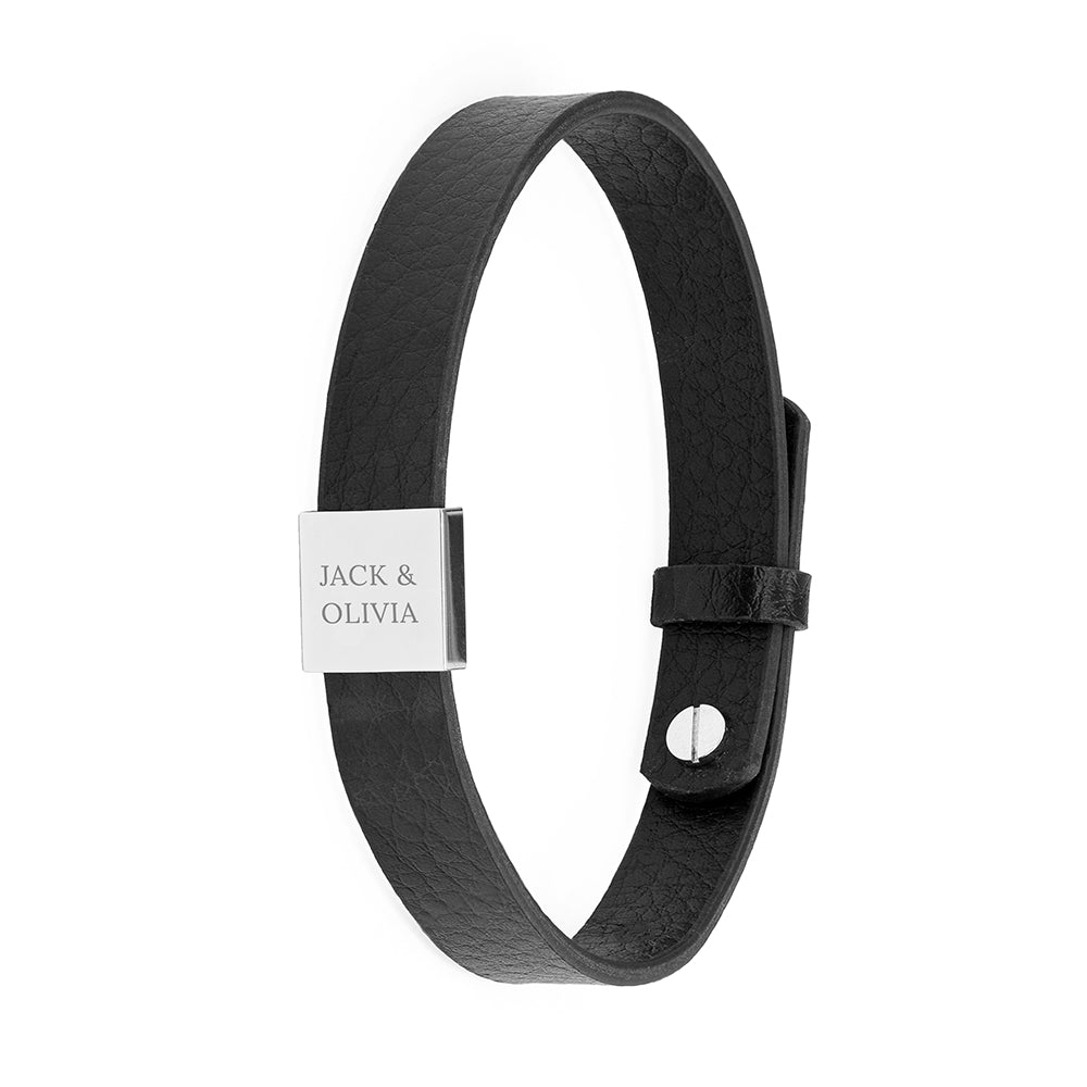 Personalised Men’s Soho Tag Message Leather Bracelets: 7 - Bracelets By Gift Moments