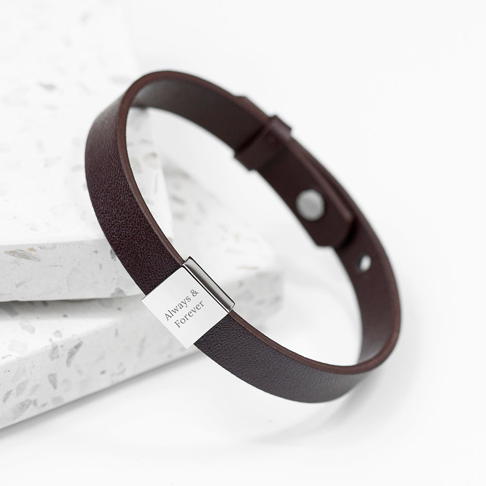 Personalised Men’s Soho Tag Message Leather Bracelets: 6 - Bracelets By Gift Moments