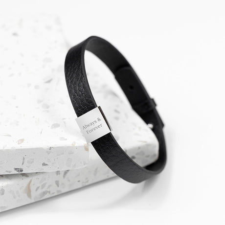 Personalised Men’s Soho Tag Message Leather Bracelets: 1 - Bracelets By Gift Moments