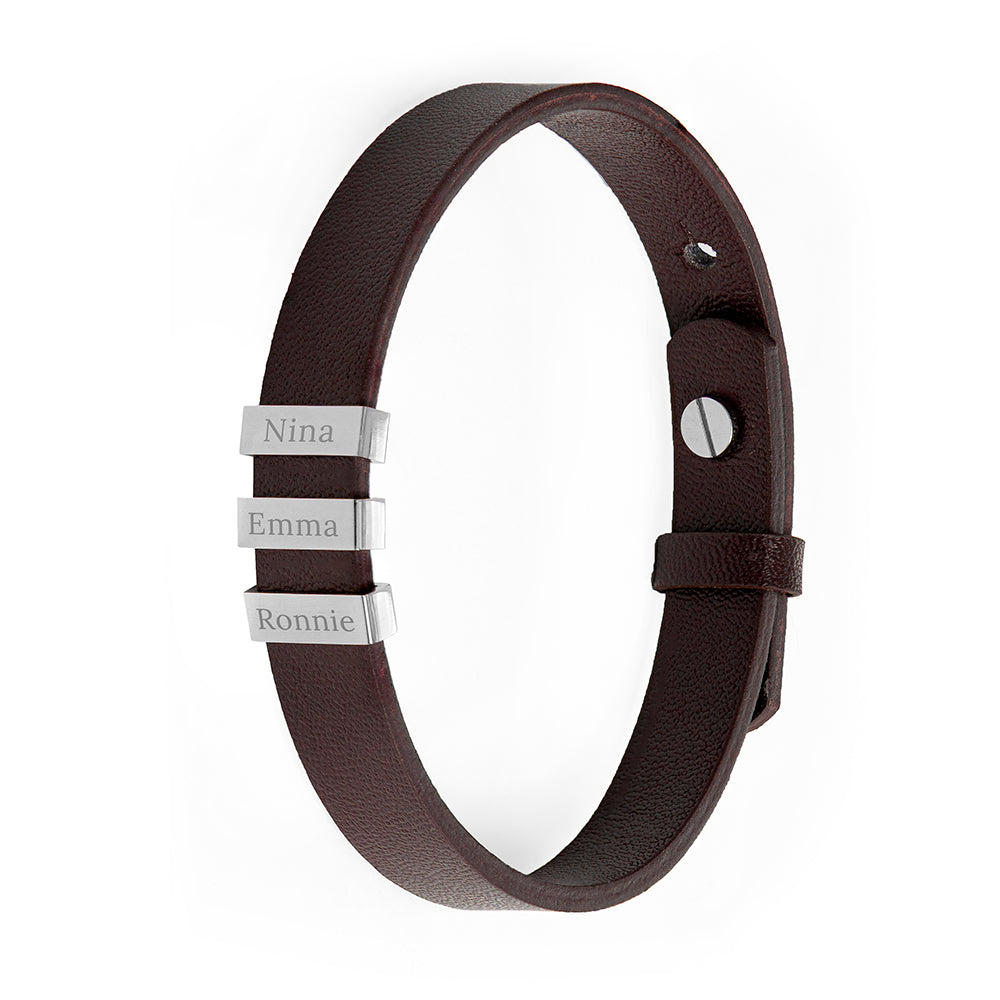 Personalised Men’s Soho Triple Tag Leather Bracelets: 8 - Bracelets By Gift Moments