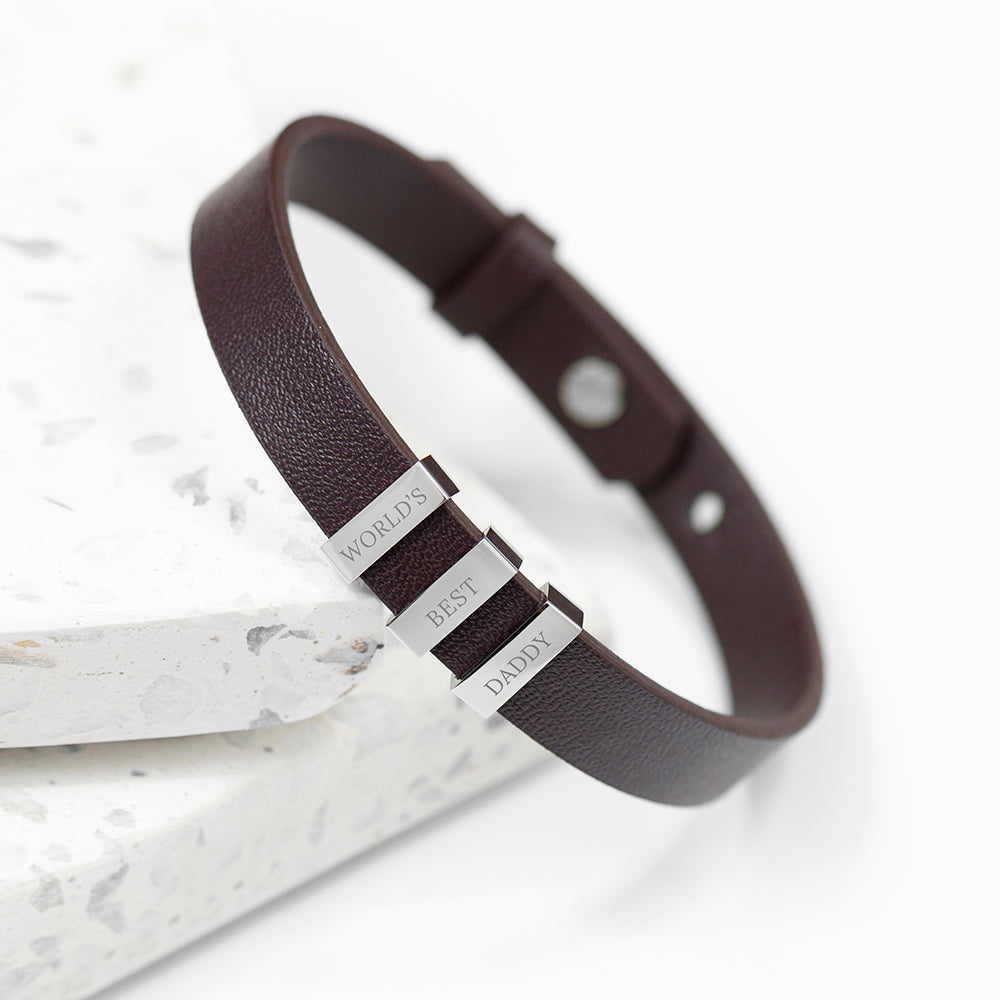 Personalised Men’s Soho Triple Tag Leather Bracelets: 9 - Bracelets By Gift Moments