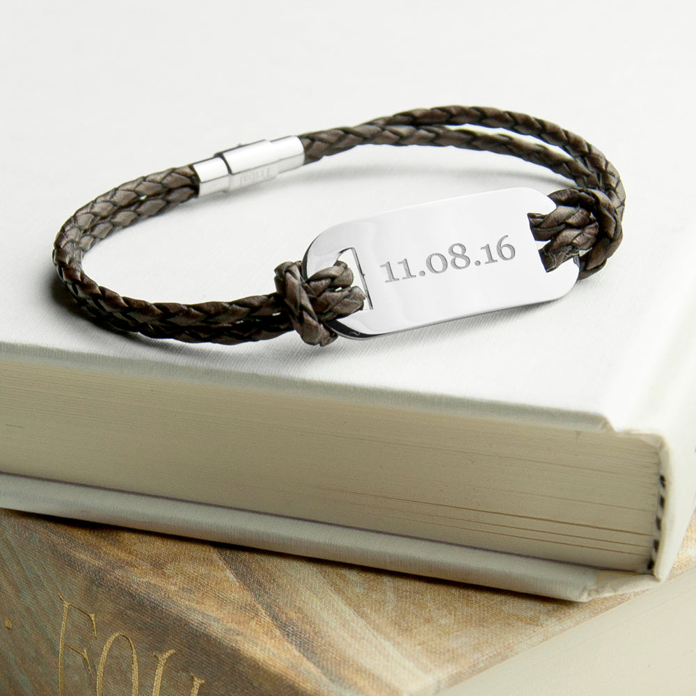 Personalised Men’s Statement Leather Bracelets: 13 - Brown - Bracelets By Gift Moments