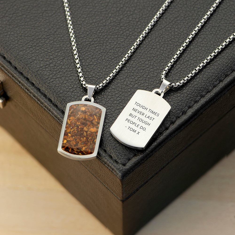 Personalised Tiger’s Eye Dog Tag Necklace: 1 - Necklaces By Gift Moments