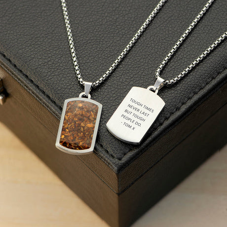 Personalised Tiger’s Eye Dog Tag Necklace: 1 - Necklaces By Gift Moments
