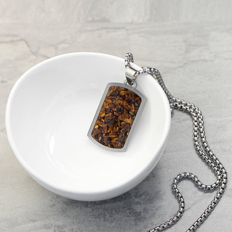 Personalised Tiger’s Eye Dog Tag Necklace: 2 - Necklaces By Gift Moments