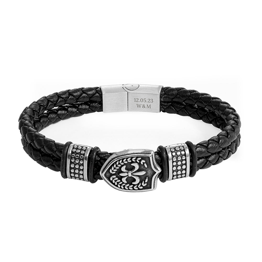 Personalised Men’s Warrior Shield Leather Bracelet: 5 - Bracelets By Gift Moments