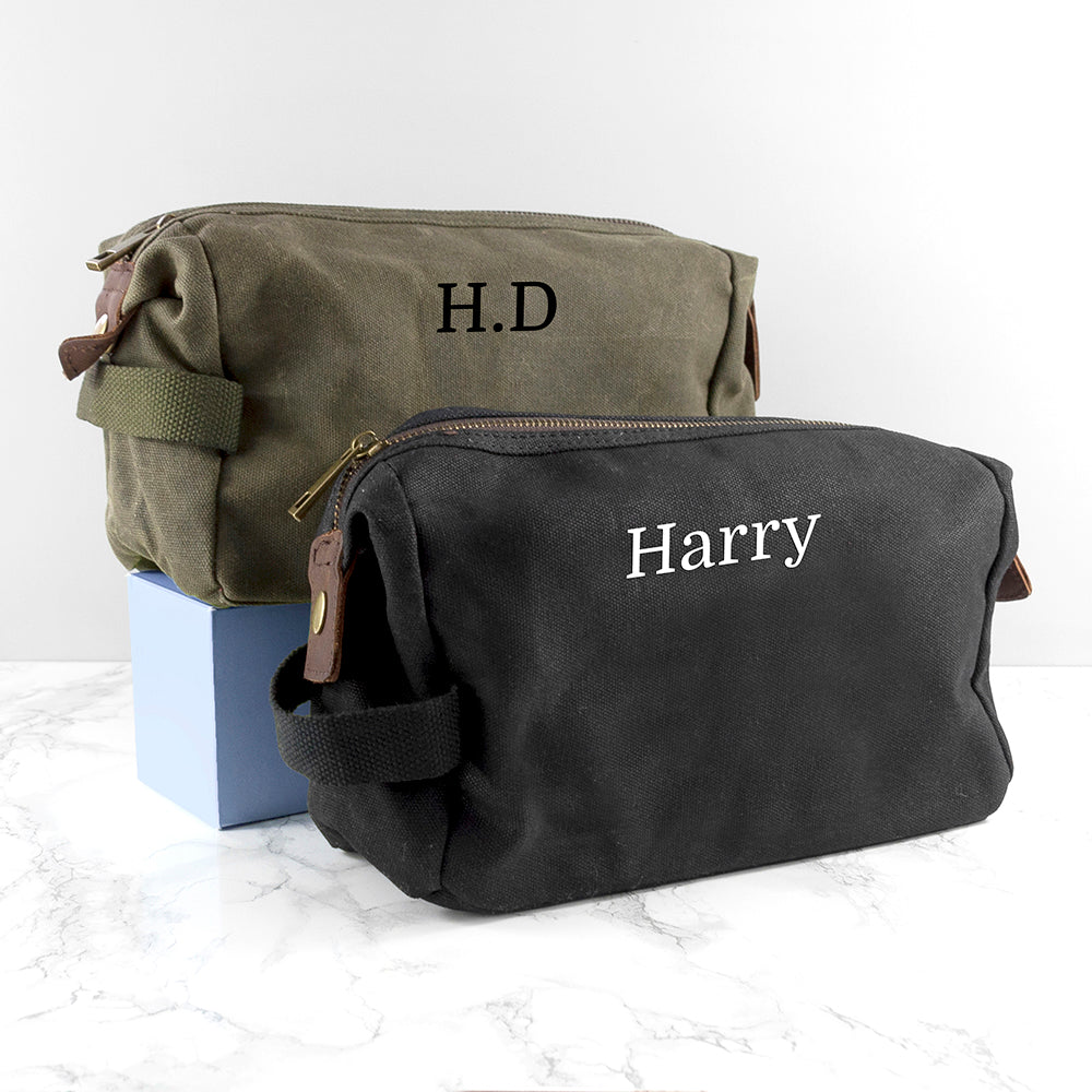 Personalised Men’s Waxed Wash Bags: 1 Toiletry & Makeup Bags By Gift Moments