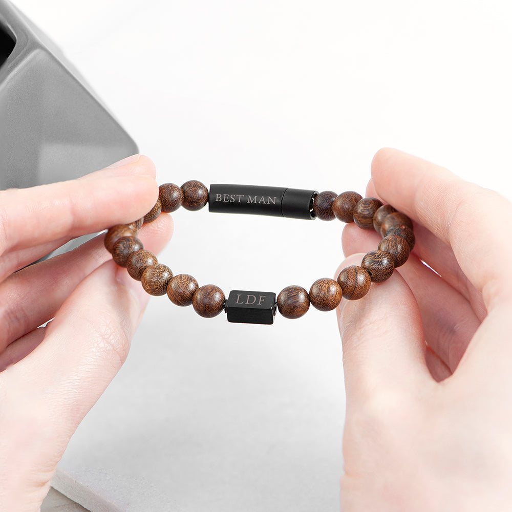 Personalised Men’s Wooden Beaded Bracelets: 7 - Bracelets By Gift Moments