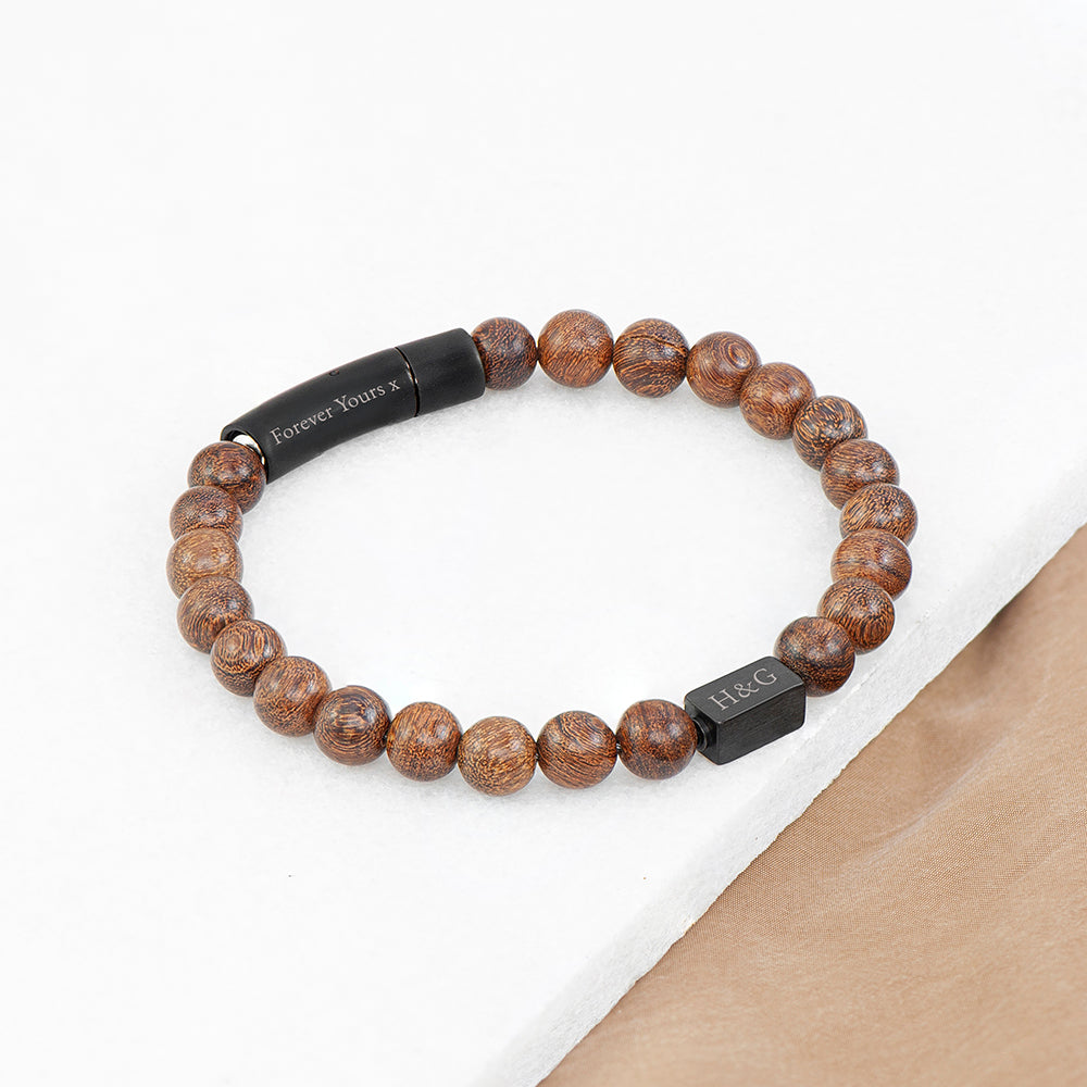 Personalised Men’s Wooden Beaded Bracelets: 9 - Bracelets By Gift Moments