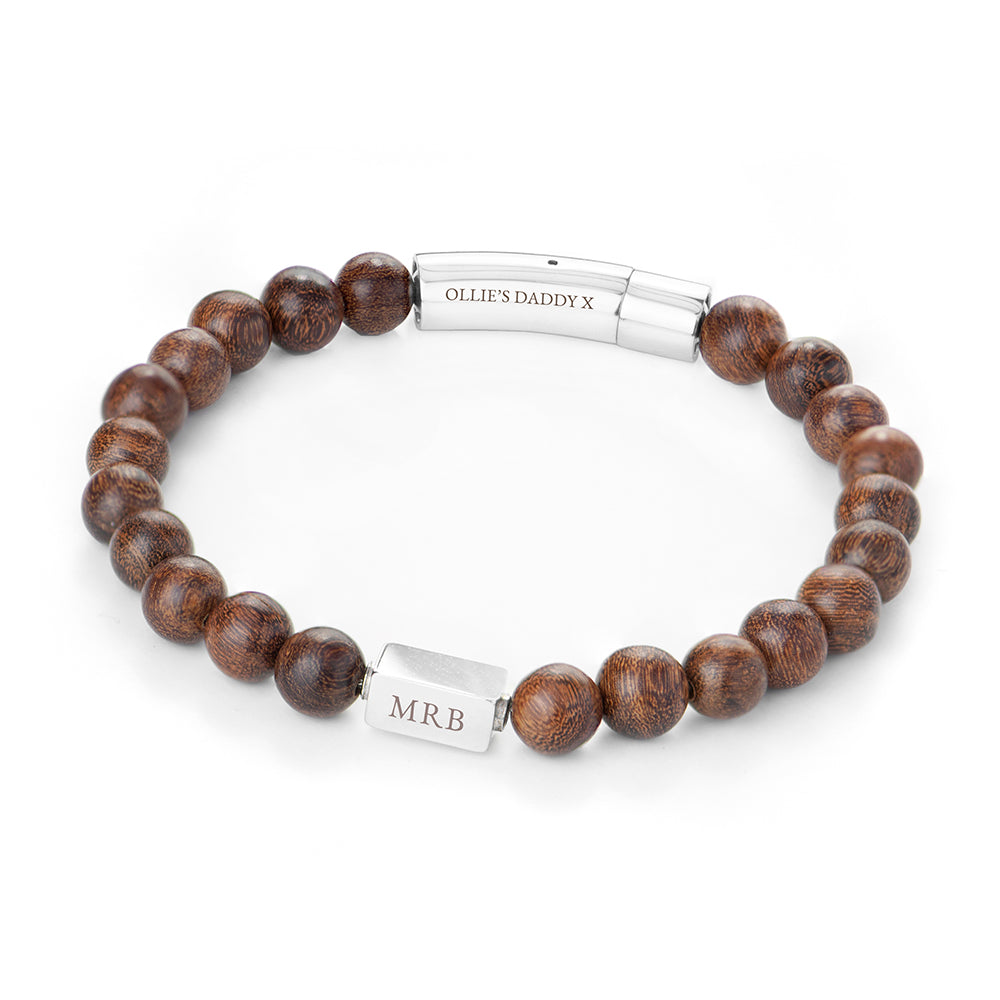 Personalised Men’s Wooden Beaded Bracelets: 12 - Bracelets By Gift Moments