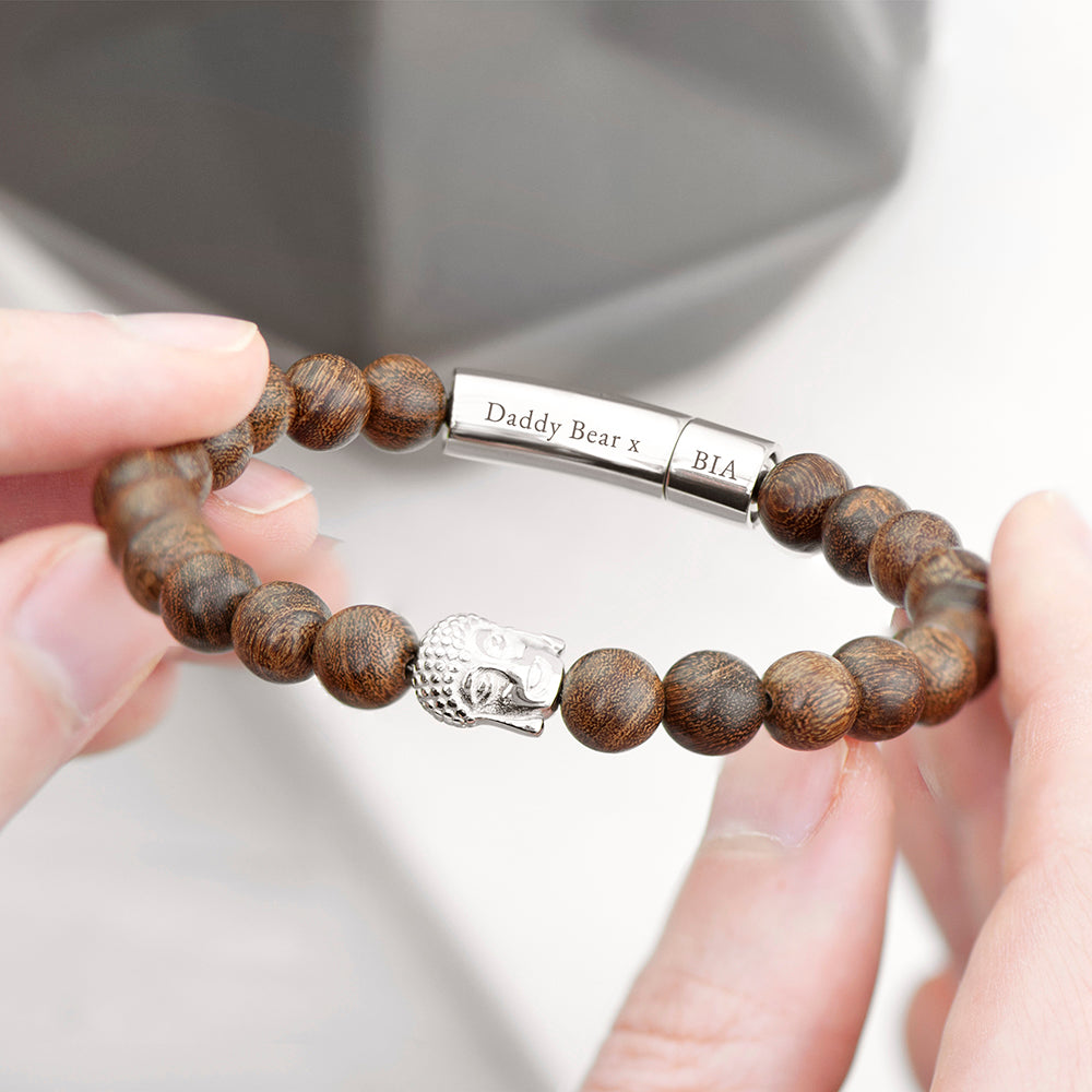 Personalised Mens Wooden Buddha Bracelet: 1 - Bracelets By Gift Moments