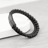 Personalised Mens Woven Duo Black Bracelet: 5 - Bracelets By Gift Moments