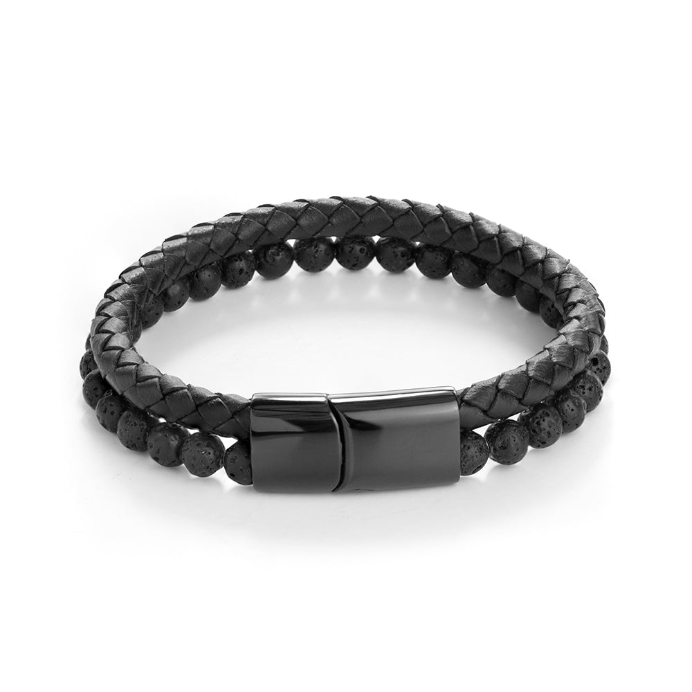Personalised Mens Woven Duo Black Bracelet: 7 - Bracelets By Gift Moments