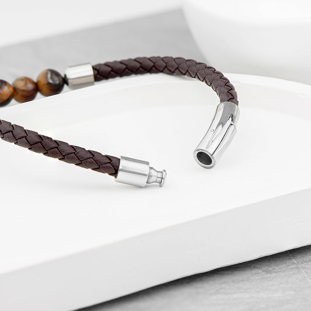 Personalised Mens Woven Tiger’s Eye Bracelet: 5 - Bracelets By Gift Moments
