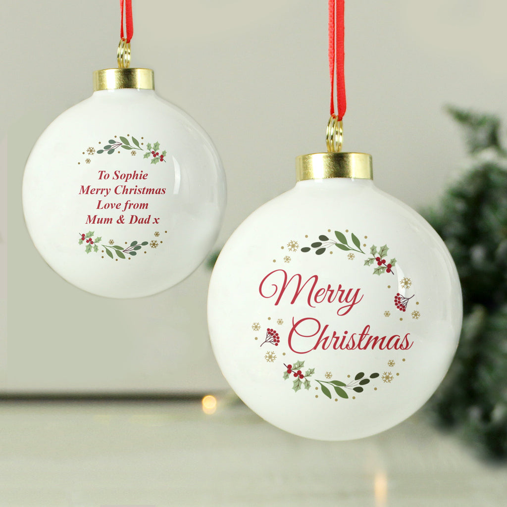 Personalised Merry Christmas Bauble - Shop Christmas Baubles At Gift Moments - 1