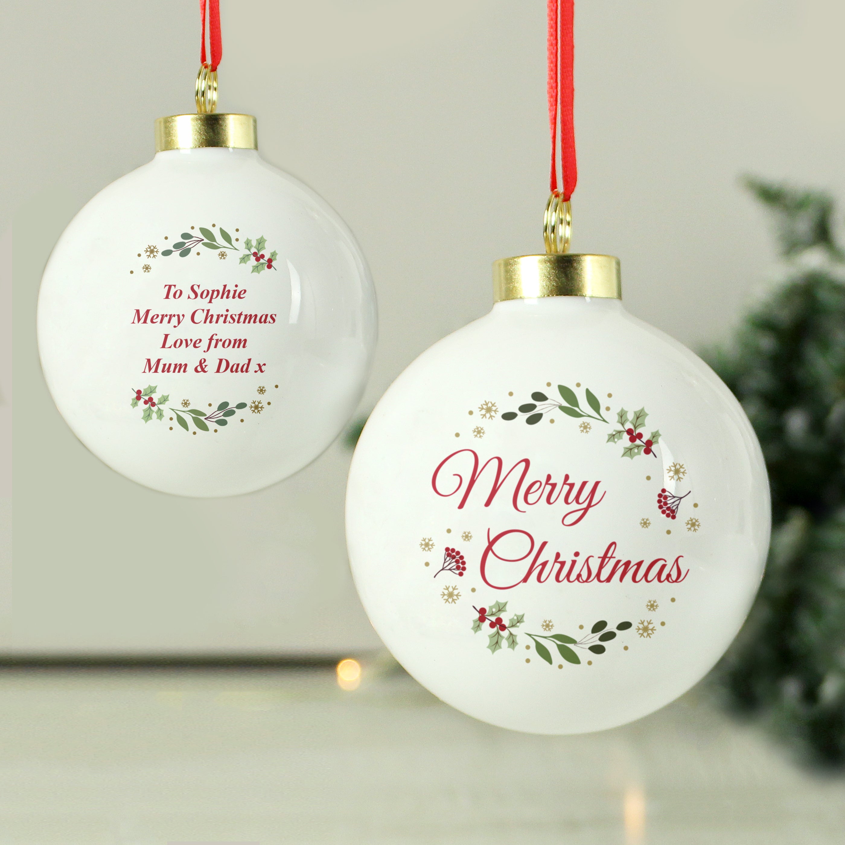 Personalised Merry Christmas Bauble - Shop Christmas Baubles At Gift Moments - 1