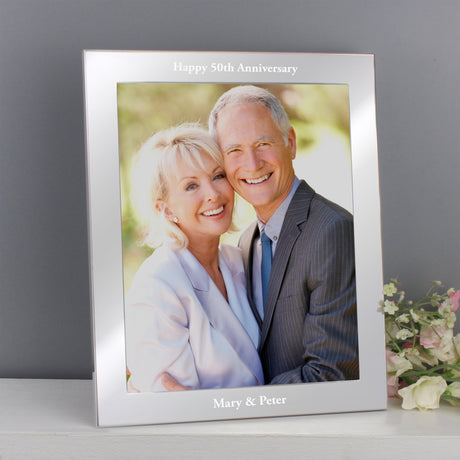 Personalised Any Message 10x8 Silver Photo Frame: 3 - Photo Frames By Gift Moments