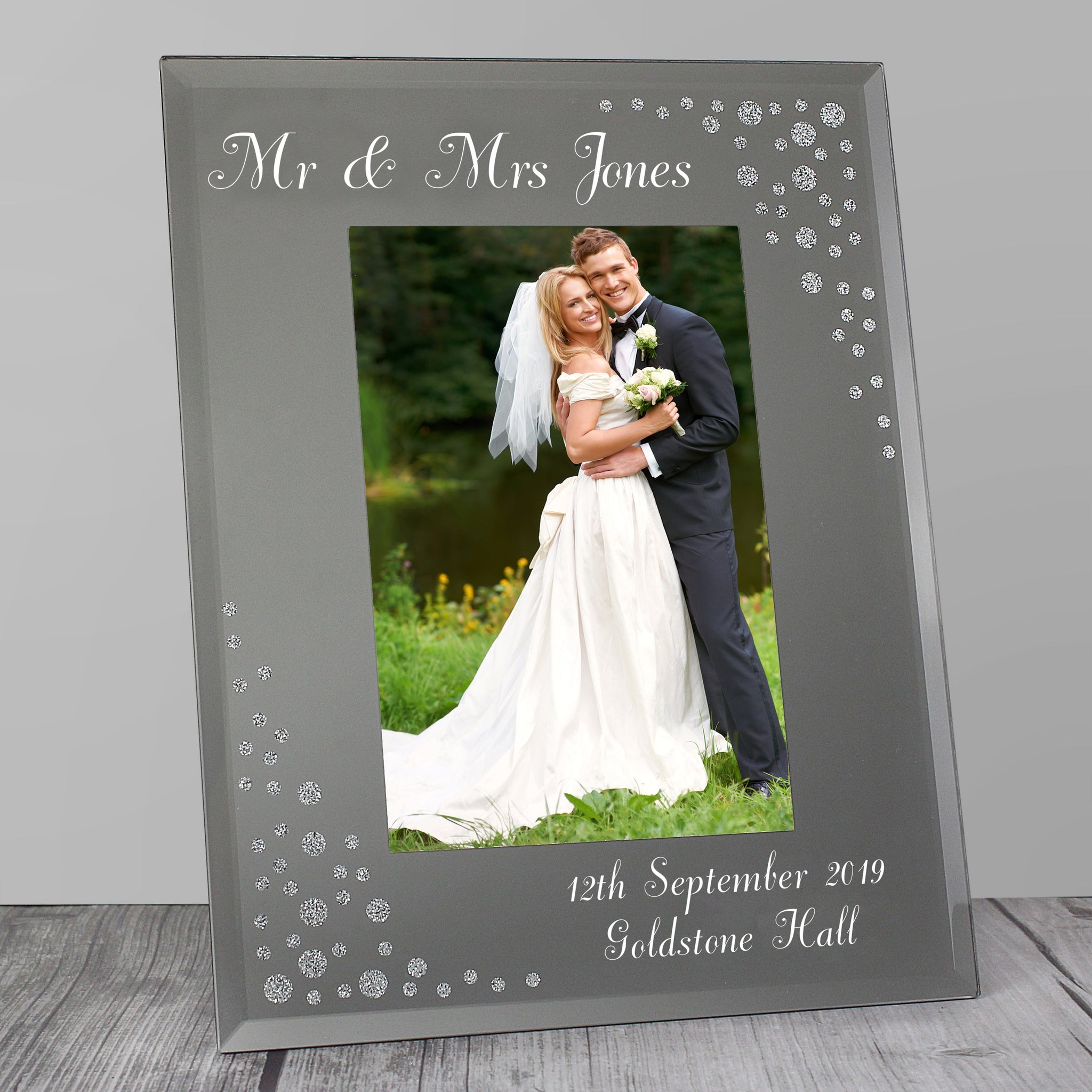 Personalised Any Message 6x4 Diamante Glass Photo Frame: 1 - Photo Frames By Gift Moments