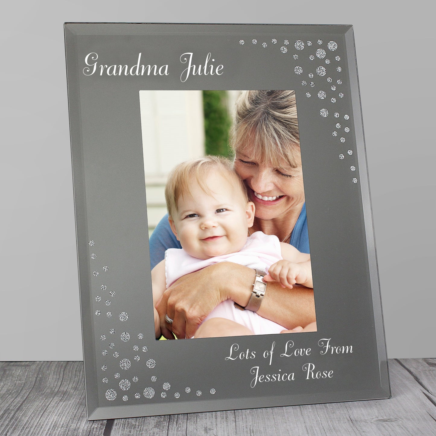 Personalised Any Message 6x4 Diamante Glass Photo Frame: 4 - Photo Frames By Gift Moments