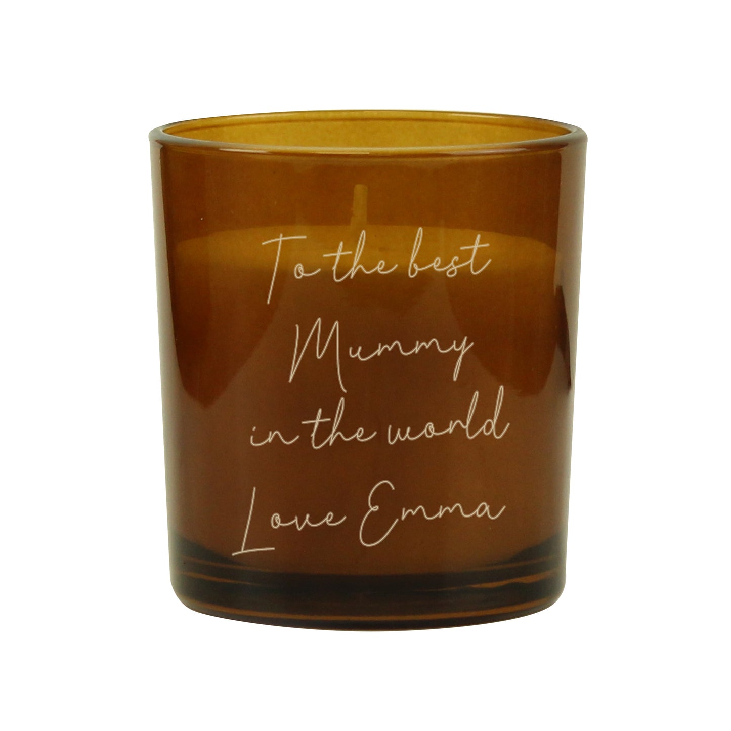 Personalised Message Amber Glass Candle: 5 - Candles By Gift Moments