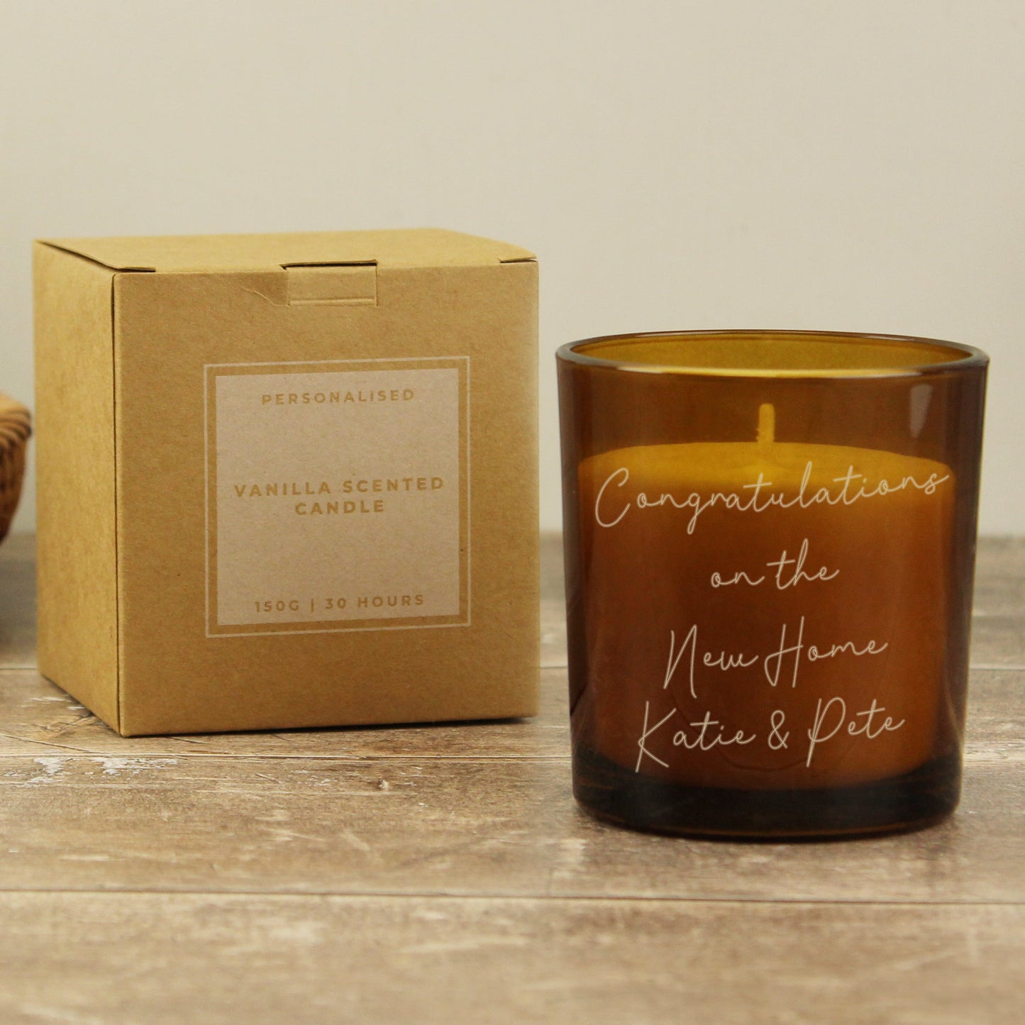 Personalised Message Amber Glass Candle: 6 - Candles By Gift Moments
