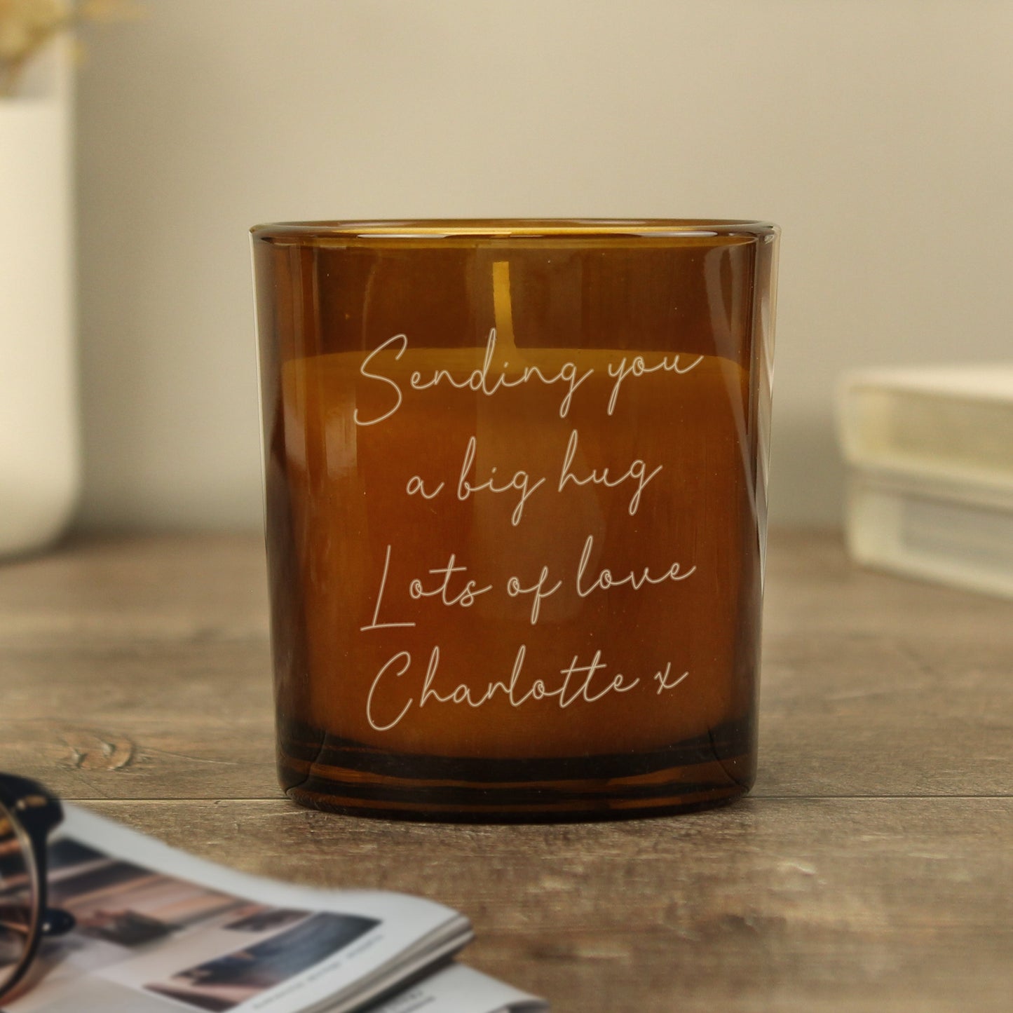 Personalised Message Amber Glass Candle: 4 - Candles By Gift Moments