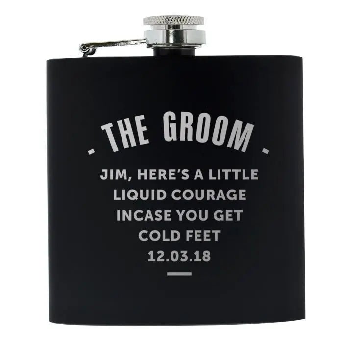 Personalised Any Message Black Hip Flask: 5 - Hip Flasks By Gift Moments