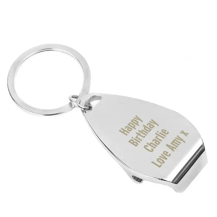 Personalised Any Message Bottle Opener Keyring: 3 - Keyrings By Gift Moments